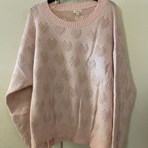Dreamers by Debut Women's Plus Size Shimmering Heart Pullover Sweater New 2X